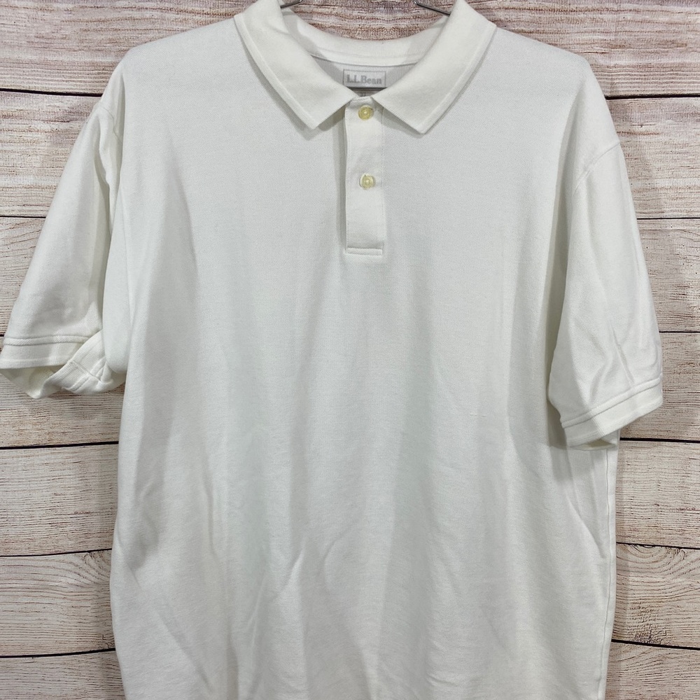 LL Bean white Mens Polo Shirt